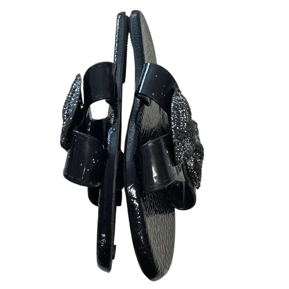 Soleil  New Mode Black Glitter Bow Sandals Size 30 US 12.5